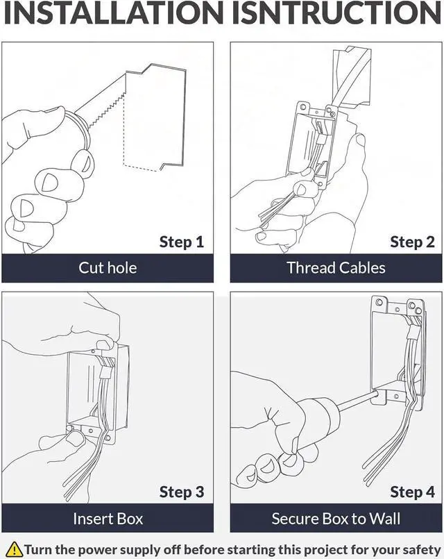 Alt view image 7 of 7 - Hardware 1-Gang PVC Old Work Electrical Outlet Box (48-Pack) | 14 cu. in. Plastic Junction Box for Switches, GFCI, or Duplex Receptacle Outlet | Old Work Electrical Box for Home Improvement