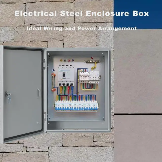 Alt view image 2 of 7 - Waterproof Electrical Enclosure 20 x 16 x 10'', Outdoor Electrical Box Weatherproof, Electrical Junction Box with Reinforced Lock, Gray, JYX504025