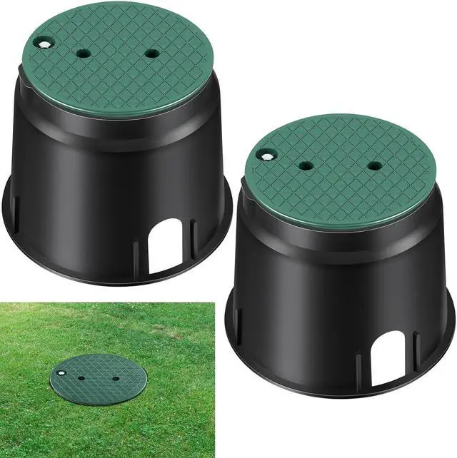 Main image of 2 Pcs 910 Electrical Splice Box 10 Inch Diameter Underground Electrical Junction Box Inground Electrical Box for Outdoor Electrical Wiring Splices, Black
