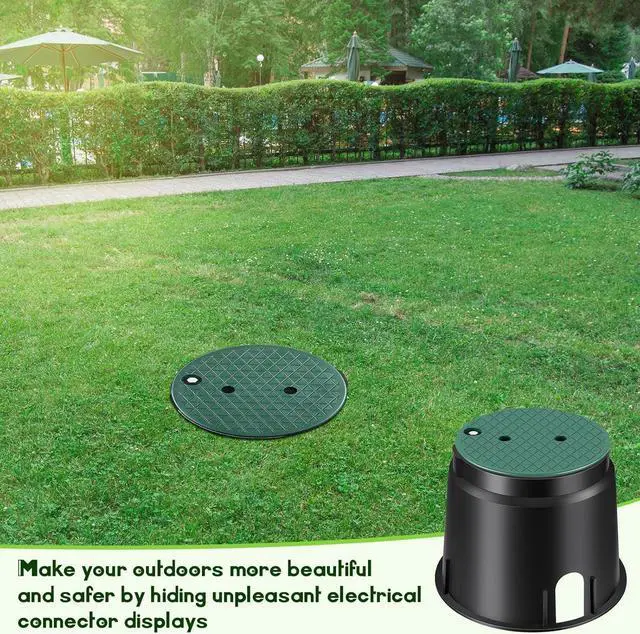 Alt view image 5 of 7 - 2 Pcs 910 Electrical Splice Box 10 Inch Diameter Underground Electrical Junction Box Inground Electrical Box for Outdoor Electrical Wiring Splices, Black