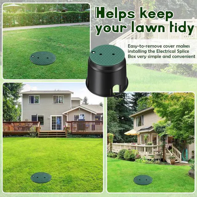 Alt view image 7 of 7 - 2 Pcs 910 Electrical Splice Box 10 Inch Diameter Underground Electrical Junction Box Inground Electrical Box for Outdoor Electrical Wiring Splices, Black