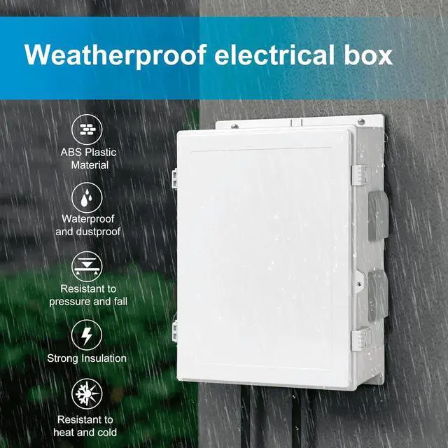 Alt view image 2 of 7 - Outdoor Waterproof Electrical Junction Box, ABS Water Resistant Enclosure with Internal Mounting Panel & Hinged Cover (18.1" H* 12.6" L* 6.3" W)