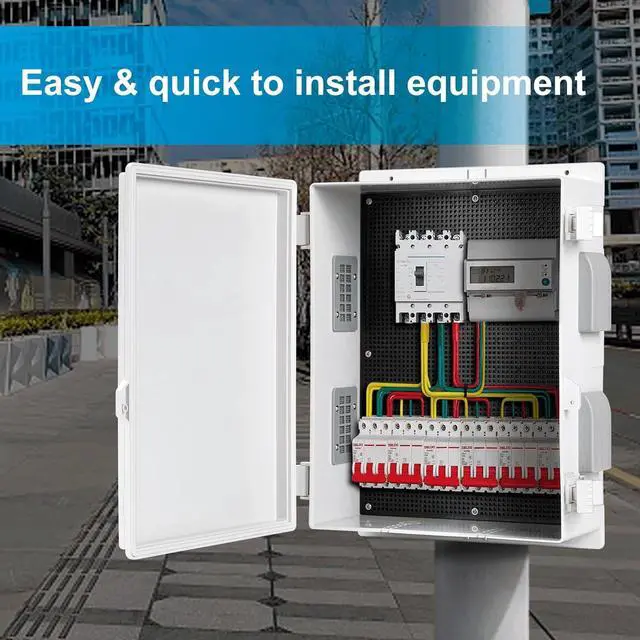Alt view image 4 of 7 - Outdoor Waterproof Electrical Junction Box, ABS Water Resistant Enclosure with Internal Mounting Panel & Hinged Cover (18.1" H* 12.6" L* 6.3" W)