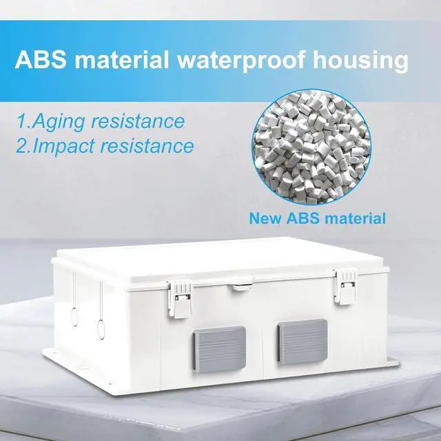 Alt view image 7 of 7 - Outdoor Waterproof Electrical Junction Box, ABS Water Resistant Enclosure with Internal Mounting Panel & Hinged Cover (18.1" H* 12.6" L* 6.3" W)