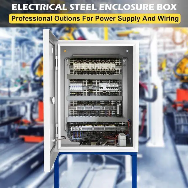 Alt view image 2 of 7 - Electrical Junction Box, 16"x12"x8" NEMA Steel Enclosure IP66 Waterproof & Dustproof Outdoor/Indoor Electrical Project Box with Mounting Plate