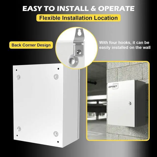 Alt view image 6 of 7 - Electrical Junction Box, 16"x12"x8" NEMA Steel Enclosure IP66 Waterproof & Dustproof Outdoor/Indoor Electrical Project Box with Mounting Plate