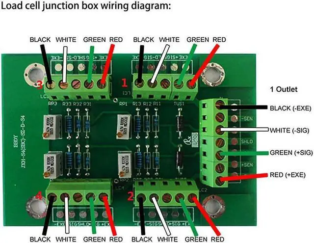 Alt view image 4 of 4 - Load Cell Junction Box Summing Box for Scales, 4 Inlets to 1 Outlet, Aluminum Alloy Casing,Waterproof and Dustproof,Easy to Assemble and Debug