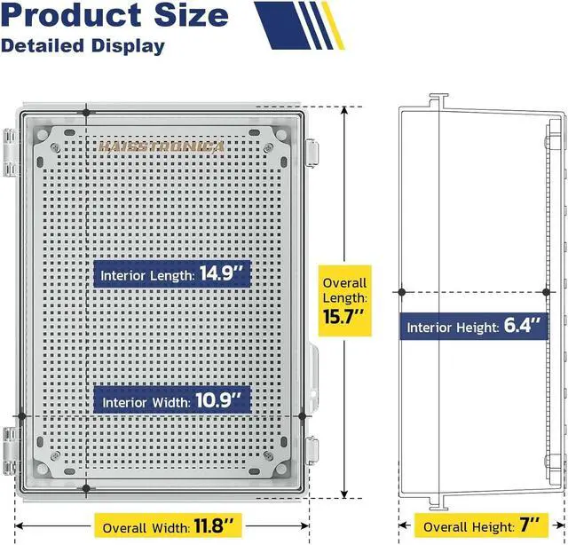 Alt view image 6 of 7 - Waterproof Outdoor Electrical Box, IP67 Weatherproof Junction Box ABS Plastic Electrical Enclosure with Mounting Plate, Wall Brackets, Cable Glands, Control Box, Clear, 15.7"*11.8"*7.1"