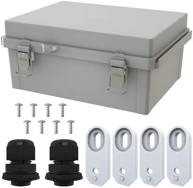 Main image of Large Junction Box Waterproof IP67 Plastic Outdoor Electrical Box and 3/4" NPT*2 Enclosure with Mounting Plate Suitable for Various Projects(16.1"*12.2"*7.1")