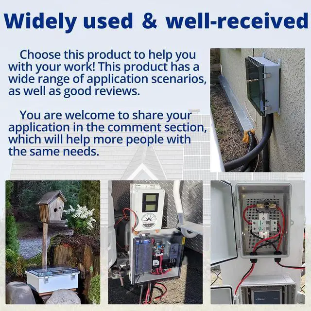 Alt view image 5 of 6 - Large Junction Box Waterproof IP67 Plastic Outdoor Electrical Box and 3/4" NPT*2 Enclosure with Mounting Plate Suitable for Various Projects(16.1"*12.2"*7.1")