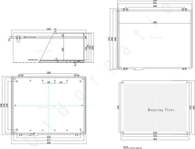 Alt view image 7 of 7 - Hinged Clear Cover Stainless Steel Latch IP67 Waterproof ABS Project Box with 2 Cable Glands,Electrical Box Enclosure with Mounting Plate & Wall Bracket 19.7 x 15.7 x 7.9inch