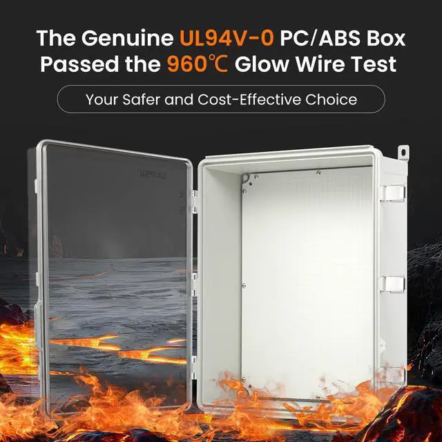 Alt view image 2 of 7 - UL94-V0 Outdoor Electrical Box 20.3"x16.4"x7.9" Waterproof Junction Box Weatherproof PC/ABS Alloy Plastic IP66 Project Electric Enclosure Clear Hinged Door