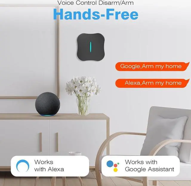 Alt view image 2 of 7 - Wireless Home Security System, WiFi Smart DIY Home Alarm System for Apartment/Villa/Store, 8 Pieces-Kit, Alarm Siren, Door Window Sensor, Caregiver Pager, Work with Google Assistant and Alexa