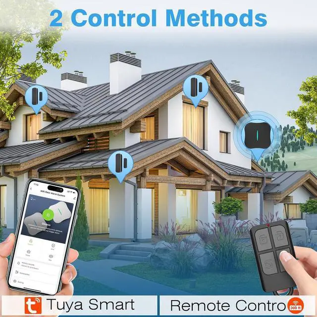 Alt view image 3 of 7 - Wireless Home Security System, WiFi Smart DIY Home Alarm System for Apartment/Villa/Store, 8 Pieces-Kit, Alarm Siren, Door Window Sensor, Caregiver Pager, Work with Google Assistant and Alexa