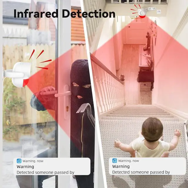 Alt view image 3 of 7 - Home Alarm System, WiFi PIR Motion Sensor Alarm, Wireless DIY Smart Door/Window Alarm for Home Security with Phone APP Alert 9 Pieces-Kit (Indoor PIR Alarm Host, 6 Door Sensors, 2 Remotes)