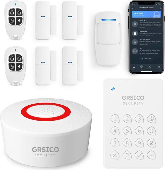 Main image of Wireless Home Alarm System 9-Piece Kit, WiFi Alarm System for Home Security with Phone APP Alert (Alarm Siren, Keypad, Remote, Motion, and Door Sensors) for Home, Apartment, Work with Alexa