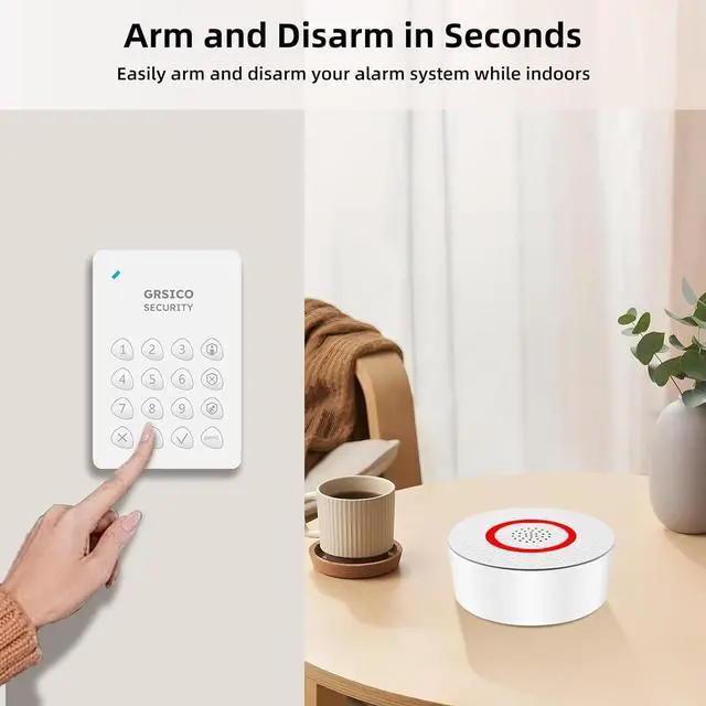 Alt view image 3 of 7 - Wireless Home Alarm System 9-Piece Kit, WiFi Alarm System for Home Security with Phone APP Alert (Alarm Siren, Keypad, Remote, Motion, and Door Sensors) for Home, Apartment, Work with Alexa