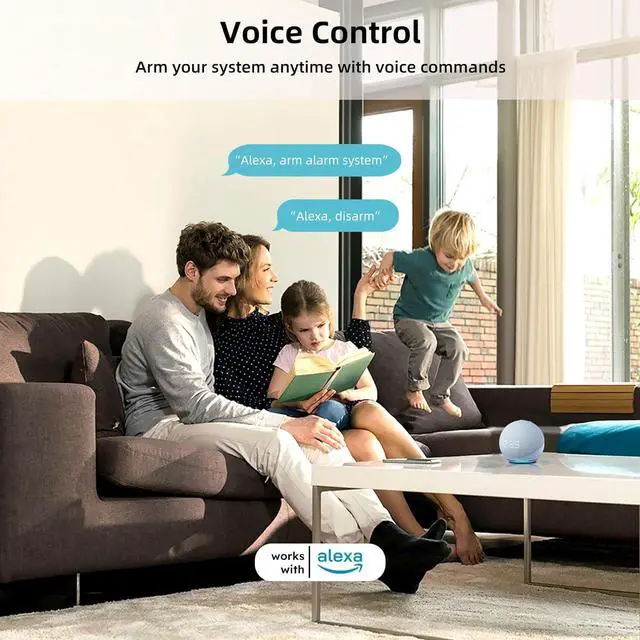 Alt view image 6 of 7 - Wireless Home Alarm System 9-Piece Kit, WiFi Alarm System for Home Security with Phone APP Alert (Alarm Siren, Keypad, Remote, Motion, and Door Sensors) for Home, Apartment, Work with Alexa