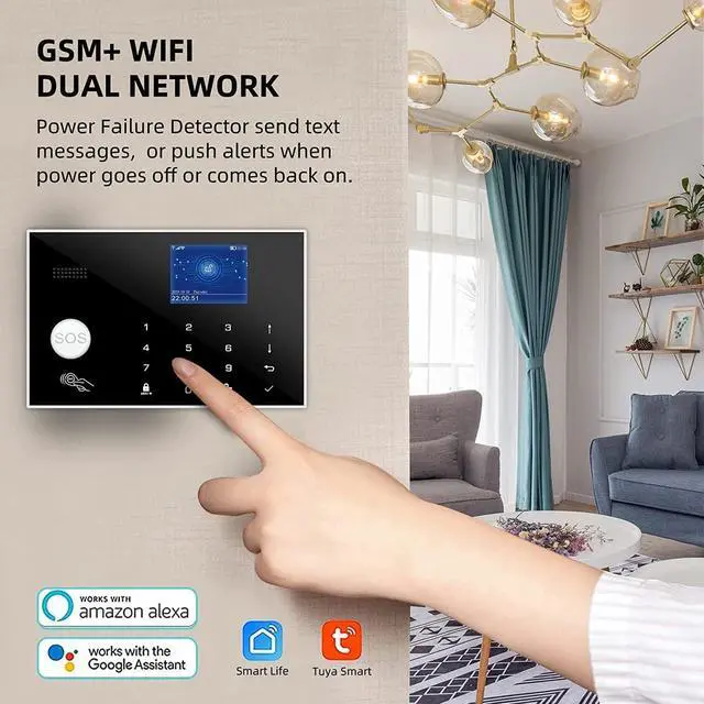 Alt view image 2 of 6 - WiFi and GSM Home Security Alarm System, Door/Window Sensor (x10) Motion Detector (x1) with Smart Life and Tuya App Alert, Works with Google Assistant and Alexa