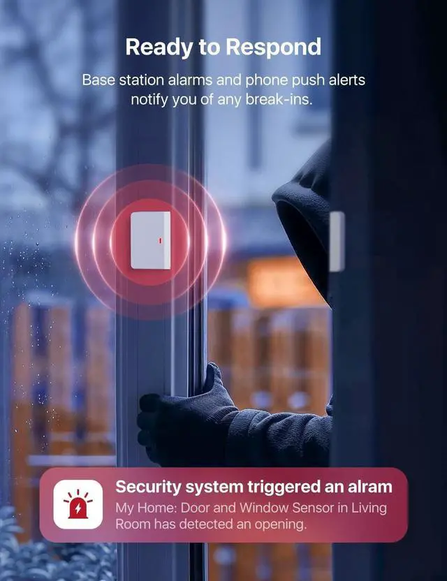 Alt view image 4 of 7 - Smart Home Security System, Wireless Home Alarm System 8-Piece Kit, Supports Mobile App Alerts, Compatible with Alexa, Includes 1 Base Station, 4 Door Sensors, 2 Motion Sensors, 1 Keypad, AS08