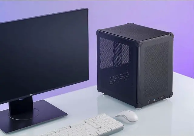 Alt view image 3 of 6 - C6 Black Mini MATX Mesh Case,Simple Compact Desktop Micro ATX Chassis,Upper Cover/Side Panel Tool-Free Open pc case, ATX Power Bite (L185mm Max.),Support 75mm CPU Cooler,GPU200-255mm