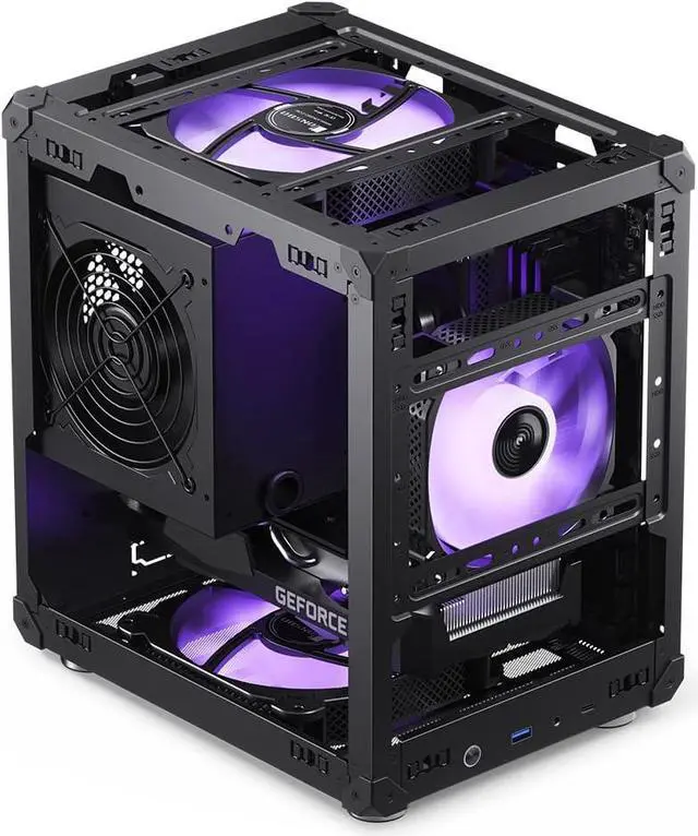 Alt view image 4 of 6 - C6 Black Mini MATX Mesh Case,Simple Compact Desktop Micro ATX Chassis,Upper Cover/Side Panel Tool-Free Open pc case, ATX Power Bite (L185mm Max.),Support 75mm CPU Cooler,GPU200-255mm