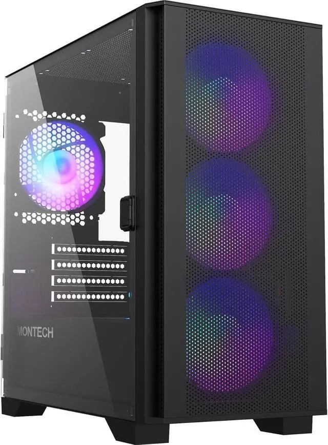 Main image of AIR 100 ARGB Micro-ATX Tower with Four ARGB Fans Pre Installed, Ultra-Minimalist Design, Fine Mesh Front Panel, High Airflow, Unique Side Swivel Tempered Glass, Black