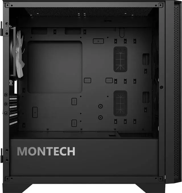 Alt view image 3 of 4 - AIR 100 ARGB Micro-ATX Tower with Four ARGB Fans Pre Installed, Ultra-Minimalist Design, Fine Mesh Front Panel, High Airflow, Unique Side Swivel Tempered Glass, Black