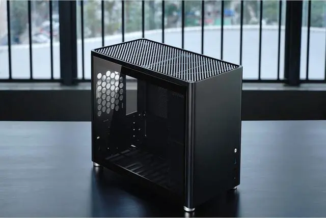 Alt view image 3 of 7 - D30 Black Mini Micro ATX Tower Computer Case, Aluminum Panel, Glass Side Windows,Simplicity MATX case,240 Liquid Cooling & 168mm Air Cooling, 355mm gpu Support,Black pc case