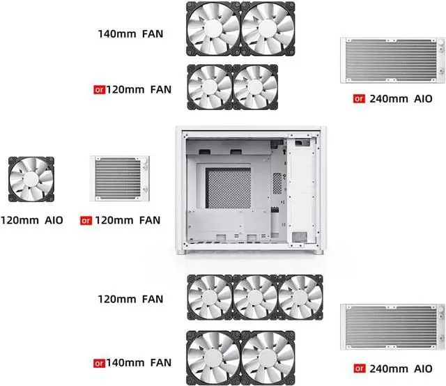 Alt view image 5 of 7 - D30 Black Mini Micro ATX Tower Computer Case, Aluminum Panel, Glass Side Windows,Simplicity MATX case,240 Liquid Cooling & 168mm Air Cooling, 355mm gpu Support,Black pc case