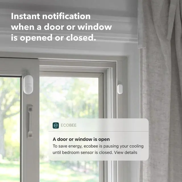 Alt view image 4 of 6 - ecobee Smart Sensor for Doors & Windows 2 Pack - Wifi Contact Sensor for Home Security, Energy Savings - Compatible with Smart Thermostats - Temperature sensor, white