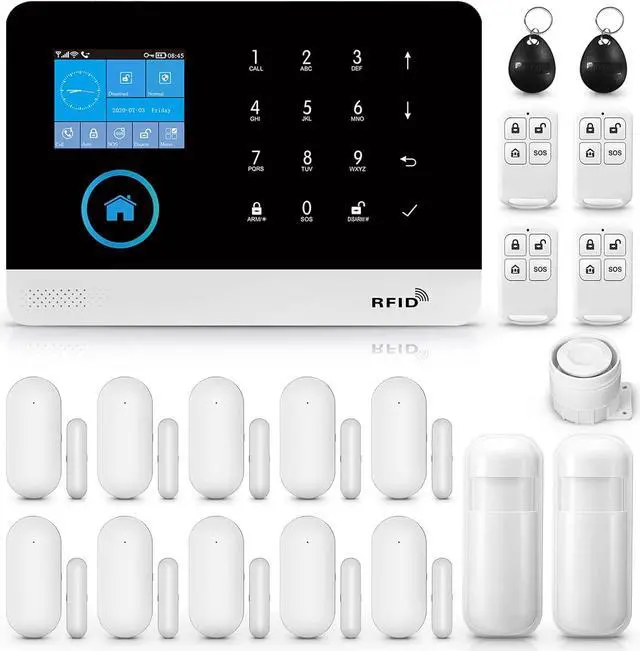 Main image of WiFi 4G Alarm System for Home Security, Wireless Home Alarm 20 Piece Kit with Siren, PIR Motion Sensors, Remote Controls, Window/Door Sensors (Tuya and Smart Life APP)