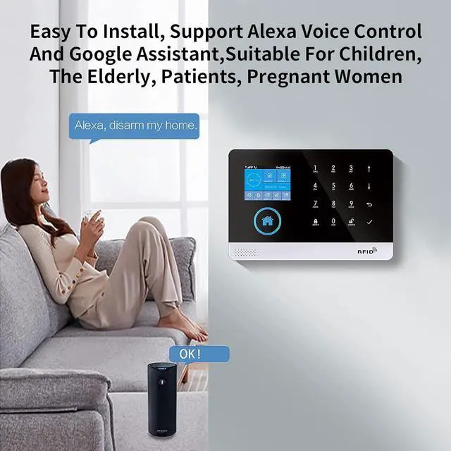 Alt view image 4 of 5 - WiFi 4G Alarm System for Home Security, Wireless Home Alarm 20 Piece Kit with Siren, PIR Motion Sensors, Remote Controls, Window/Door Sensors (Tuya and Smart Life APP)