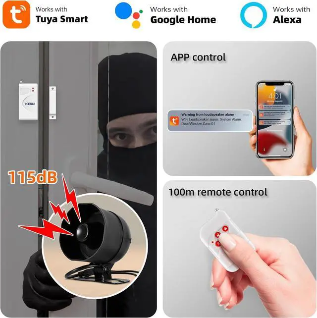 Alt view image 7 of 7 - WiFi Home Security Alarm System 8-Piece kit Door Alarm System DIY Siren Door/Window Sensors Remotes Burglar Alarm for House Apartment Office,Compatible with Alexa Google Home