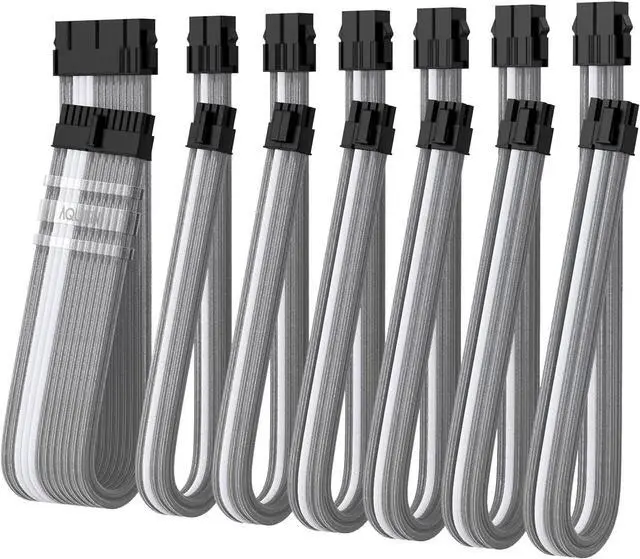 Main image of Sleeved Cable Extension Type / for PSU / ATX 24 1ea, CPU 8 1ea, CPU 4+4 1ea, PCI-e 6+2 4ea (13.7 inch/ 35cm), Holder / (New Point Snow White)