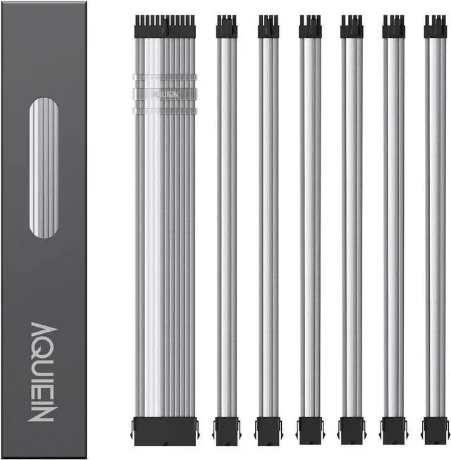 Alt view image 3 of 6 - Sleeved Cable Extension Type / for PSU / ATX 24 1ea, CPU 8 1ea, CPU 4+4 1ea, PCI-e 6+2 4ea (13.7 inch/ 35cm), Holder / (New Point Snow White)