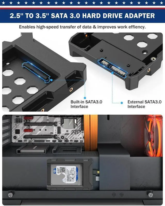 Alt view image 4 of 7 - SSD to 3.5" SATA Hard Disk Drive Adapter HDD Cage ABS Mounting Bracket Kit 8 Pack Internal Drive Bay Converter Hard Drive Caddy Case Tray SSD Holder for 7/9.5/12.5/15mm 2.5 Inch HDD/SSD with Bag