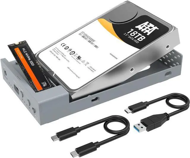 Main image of USB C Docking Station for M.2 PCIe NVMe + 2.5 3.5 Inch SATA SSD/HDD with Offline Clone, Clone HDD to NVMe SSD, USB 3.2 GEN 2 10Gbps External Hard Drive Enclosure