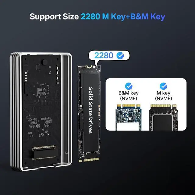 Alt view image 7 of 7 - 40Gbps M.2 NVMe SSD Enclosure, Tool Free Installation, TBU 401 for M1 M2 Pro/Max, Compatible with USB4/3.2/3.1/3.0/2.0, Support SSD Size 2280 B+M M-Key (TBU401)