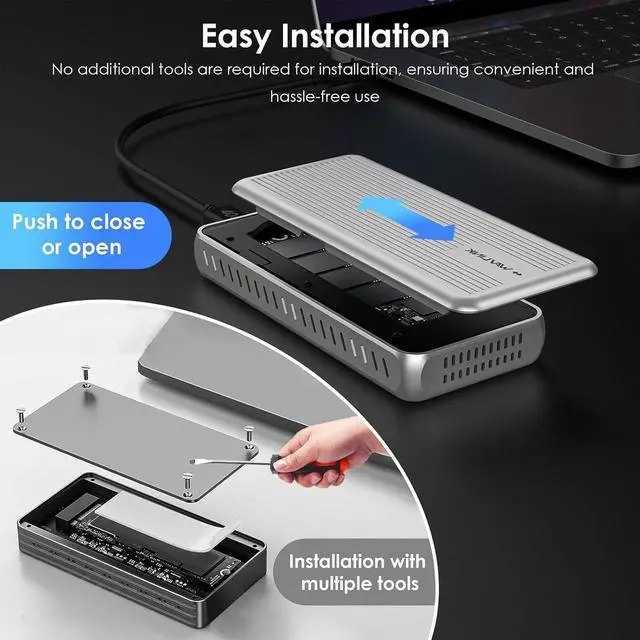 Alt view image 7 of 7 - 40Gbps M.2 NVMe SSD Enclosure for MacBook/Mac Mini (M4/M3/M2/M1), NVMe Enclosure Compatible with TBT4/TBT3/USB4/USB3.2, Supports 2230/2242/2260/2280 B+M/M-Key PCIe SSD, Tool-Free Installation