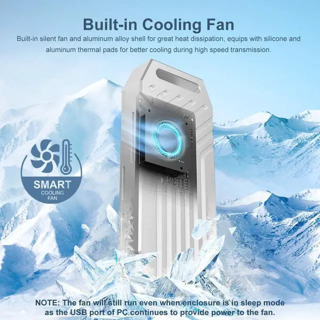 Alt view image 4 of 6 - 40Gbps M.2 NVMe SSD Enclosure USB4 Type-C to 2280 PCIe NVMe Adapter Built-in Turbo Fan Support Thunderbolt3/4 USB4/3.0/2.0 Tool Free 8TB Capacity Aluminum Alloy Case (K1695F)