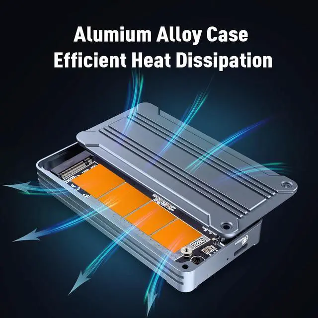 Alt view image 6 of 7 - 40Gbps NVMe Enclosure,V VCOM M.2 NVMe SSD Enclosure, Aluminum Alloy External NVMe Enclosure Support Size 2280 M&B+M-Key,Compatible with Thunderbolt 3/4,USB4/3.2/3.1/3.0/2.0