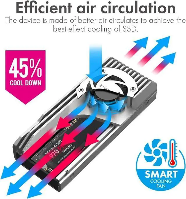 Alt view image 2 of 7 - USB 4.0 M.2 NVMe SSD Enclosure Built-in Cooling Fan, Compatible with Thunderbolt 3/4, Compatible USB 4/3/2 [C2598-NVMe 40Gbps]