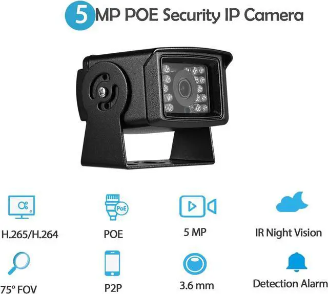Alt view image 2 of 7 - HD 5MP Mini POE IP Camera, IP65 Waterproof IP Camera 18 pcs LEDs 10M IR Night Vision, 3.6mm Lens Mini Indoor Security Camera, Small IP POE Video Camera Motion Detection (I704-P-HS)