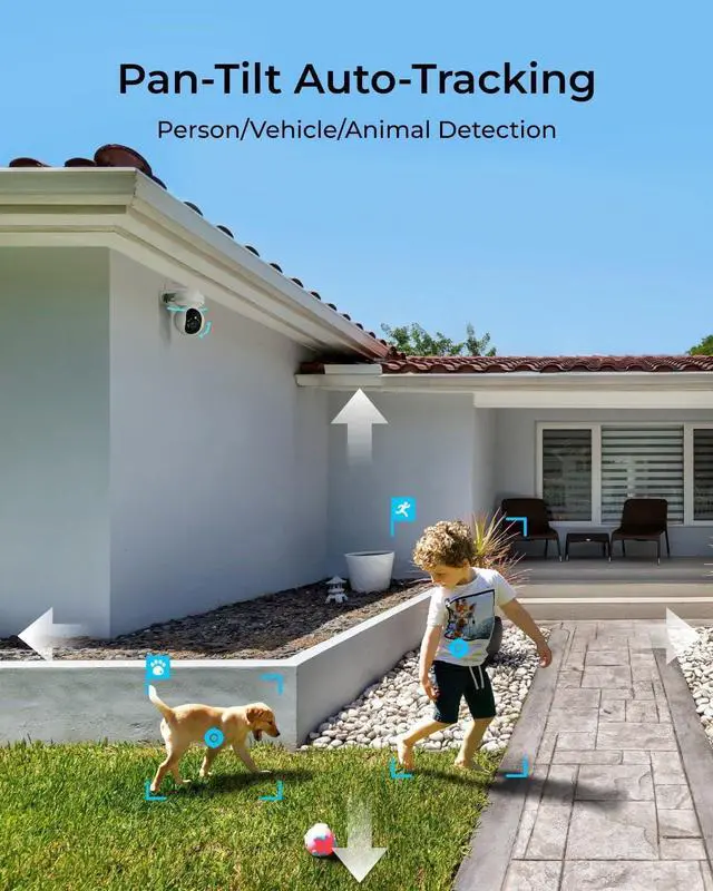 Alt view image 4 of 7 - REOLINK 4K PoE Security Outdoor IP Camera with 355° Pan & 50° Tilt, Color Night Vision for Home Surveillance, Auto Tracking, Smart Detection, Two-Way Talk, 24/7 Recording, E1 Outdoor SE PoE