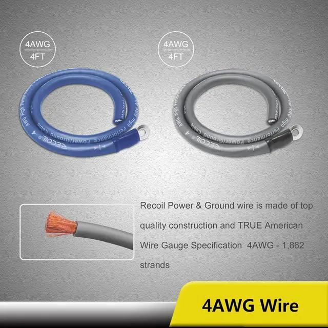 Alt view image 5 of 7 - RCK0D True 1/0 Gauge Car Audio Dual Amplifiers CCA Wiring Installation Kits with OFC RCA Cable