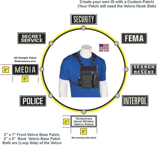 Alt view image 5 of 5 - RCH-601P Universal Radio Chest Harness Shoulder Radio Holster Chest Pack with Adjustable Radio Holster Pouch Holds a Radio up to 8 inches Tall RCH-601 Made in USA