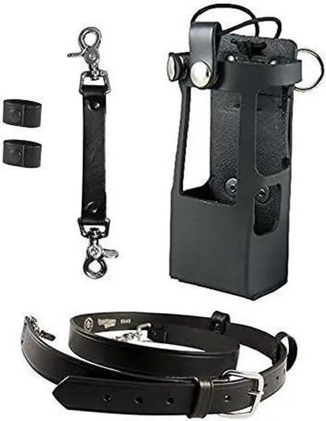 Main image of Leather Bundle Three Items- Anti-Sway Strap for Radio Strap, Firefighter's Radio Strap/Belt, Firefighter's Radio Holder (for Motorola APX 6000XE/8000) (Black)