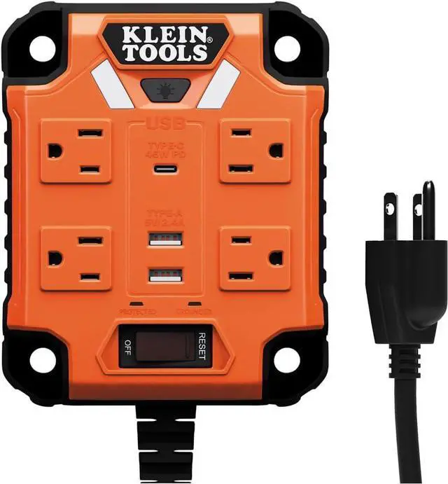 Main image of 29601 Magnetic Power Strip with Surge Protector, Extension Cord, 4 Outlets, 3 USB Ports, 5-Foot Cord, Power Supply Box with Light, PowerBox 1, Heavy Duty