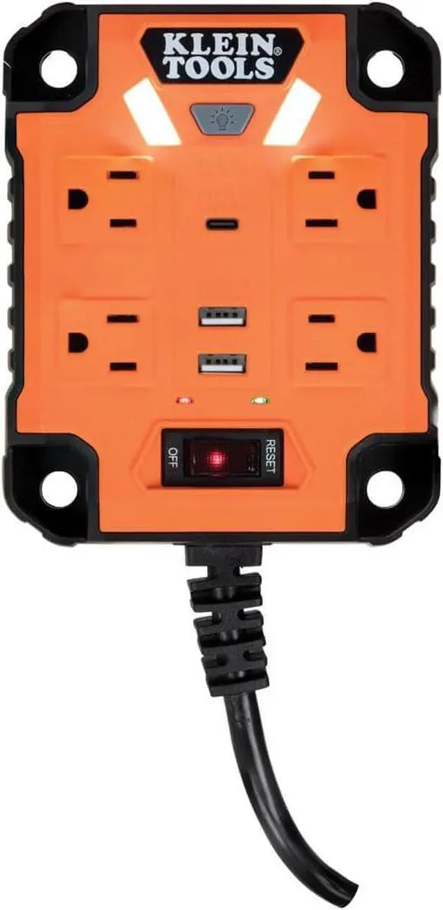 Alt view image 7 of 7 - 29601 Magnetic Power Strip with Surge Protector, Extension Cord, 4 Outlets, 3 USB Ports, 5-Foot Cord, Power Supply Box with Light, PowerBox 1, Heavy Duty